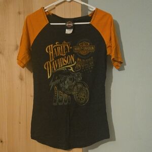 Harley-Davidson Womens' Charcoal and Orange Tee